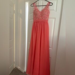 Elegant Coral Strapless Gown